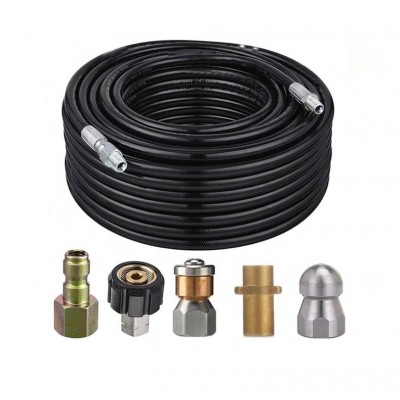 30m Hose 4000 Psi Cleaning Kit For Pressure Washer Sewer Jetter Kit 1/4 Inch,Drain Jetting Rotating Sewer Nozzle